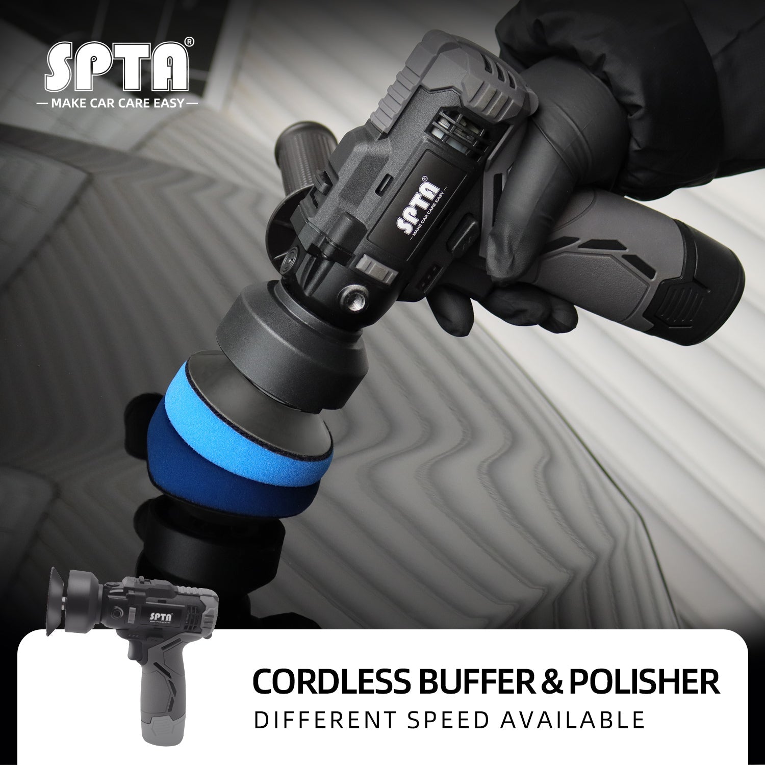 SPTA 12V Cordless Car Rotary Polisher Tool, Dual Action Polisher Cordl ...